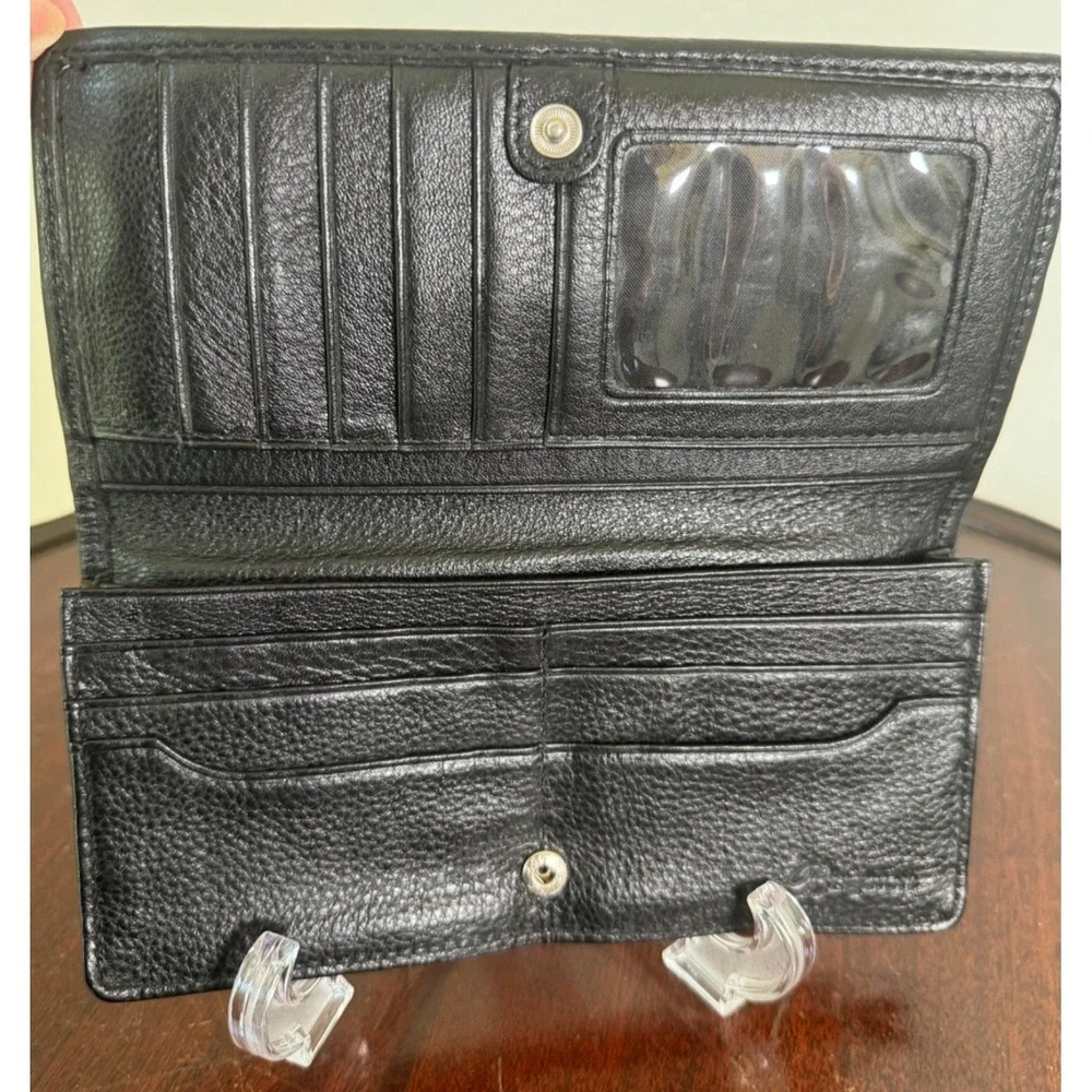 Brighton‎ Gwynevere Wallet Clutch Crossbody Black Brown Croc Embossed Leather
